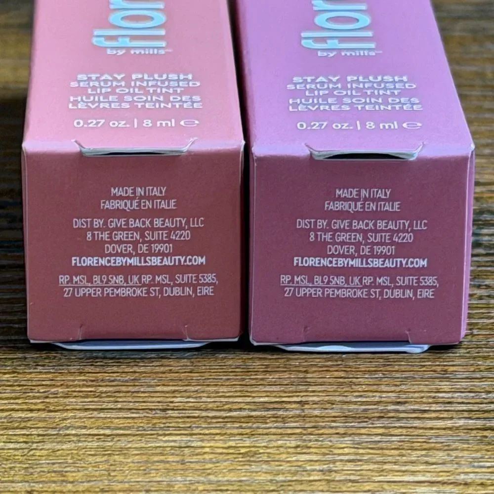 Florence by Mills Stay Plush Lip Oil Duo Coconut Colada + Bahama Mama NEW